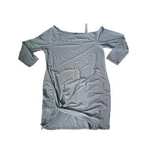 Shein Curve Women's Dress Plus Size 4XL Gray Jersey Knit Front Knot Off Shoulder